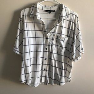 Sweet Rain Black/White Plaid Button Up Crop Top